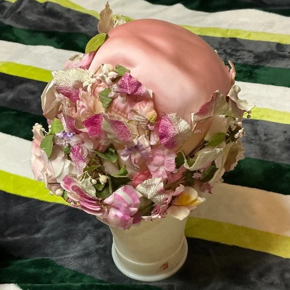 Vintage 1950’s Christian Dior Pink Floral Hat - Picture 2 of 14